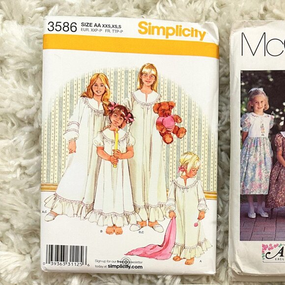 Lot of 6 Girl's Fancy Heirloom Dresses Sewing Patterns Sizes 2 thru 8 Most Uncut - Picture 2 of 8